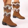 Fashion Hot Sale Ladies Shoes 2024 Retro Ethnic Style Women's Tassel Boots Loose and Comfortable Brown Boots Plus Size 36-43 Botas Mujer