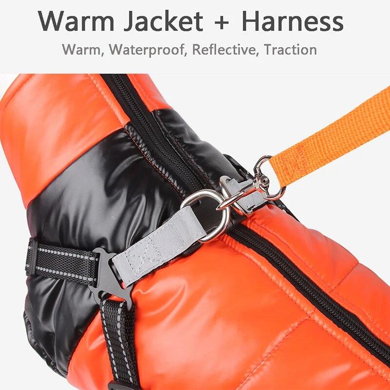 Куртка для собак с шлейкой, зимняя теплая одежда для собак для маленьких и средних собак, водонепроницаемое пальто для домашних животных, костюм французского бульдога чихуахуа