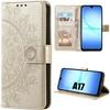 Protective Case - BOOLING - for Samsung Galaxy A17 5G/4G - Synthetic Leather Golden Mandala Pattern