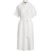 Polo Solid Color Mid-Length Tie Short Sleeve Dress Women Dresses White 211959912-002