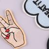 Вышитая этикетка для одежды, аксессуары, вышитая нашивка, наклейка, палец, любовь, инопланетянин, письмо, сделай сам, наклейка для глажки ткани
