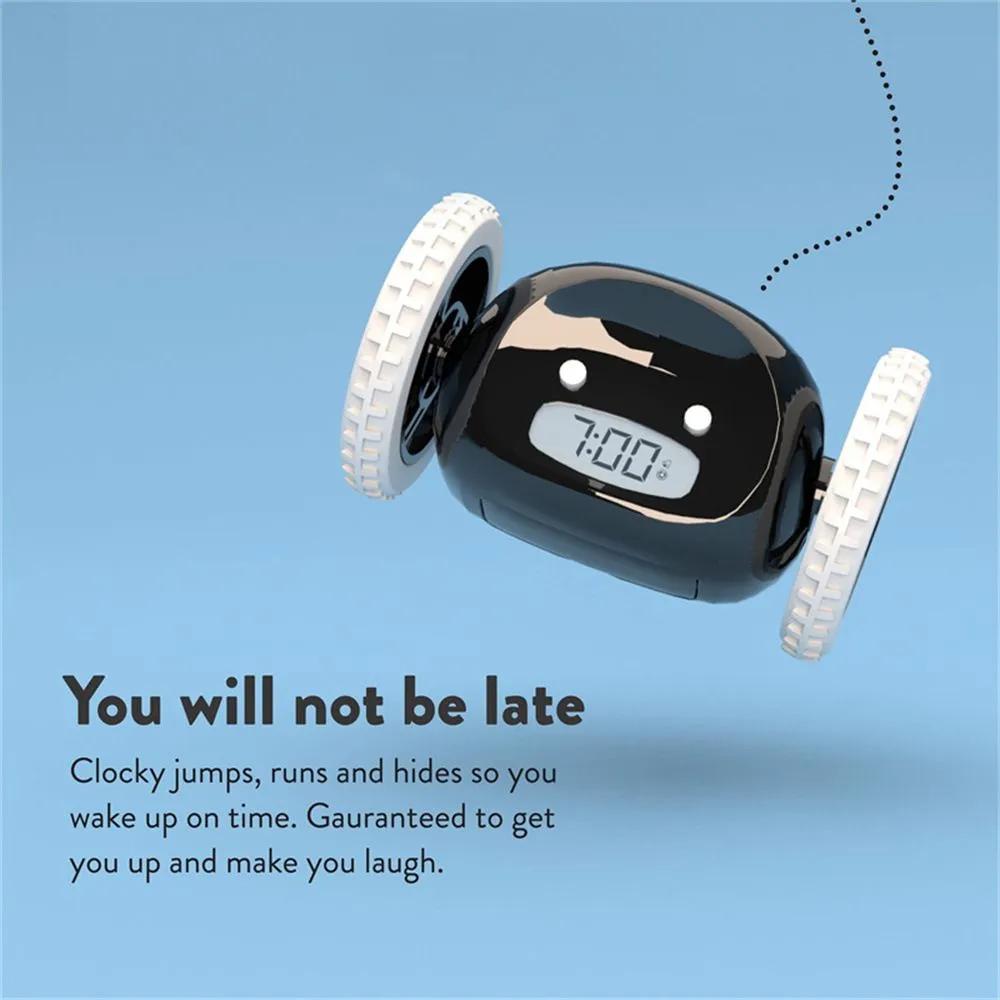 Creative cute alarm clock novelty electronic clock ren cartoon wheel will run alarm clock