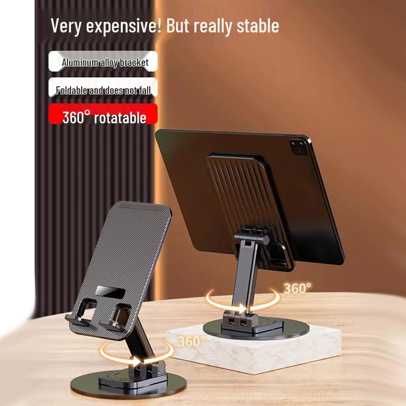 Round Metal Rotating Phone Holder - Portable Desktop Stand for Live Broadcasts, Lazy Person Design, Gift with Logo.