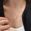 Womens Rhombus Zircon Necklace Water Wave Chain Minimalist Fashion Commuter Style Clavicle