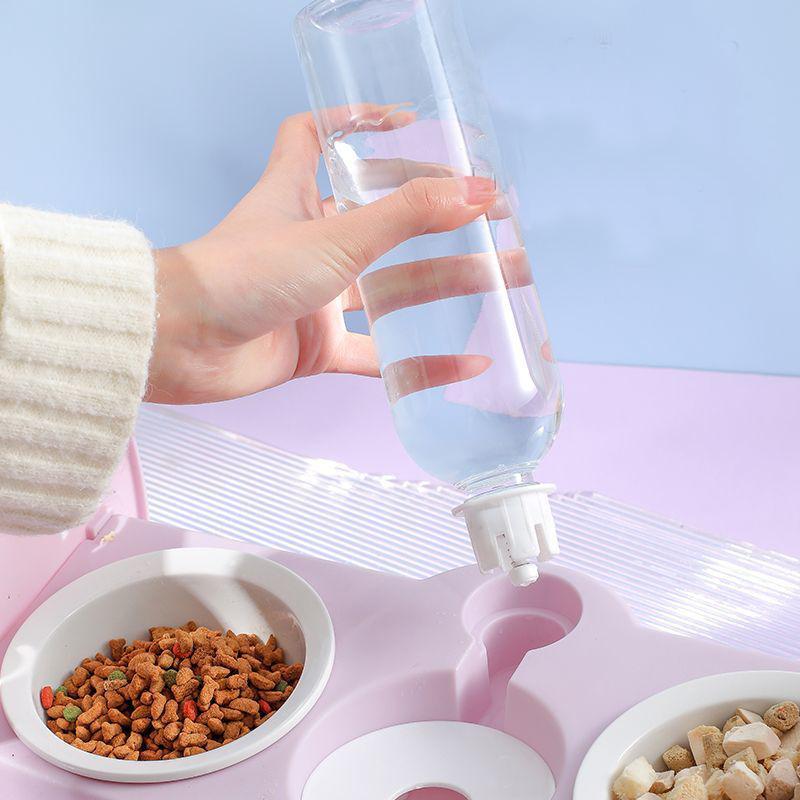 Милые антиопрокидывающиеся миски для еды и воды, кормление домашних животных, медленная еда, двойная пластиковая миска для домашних животных