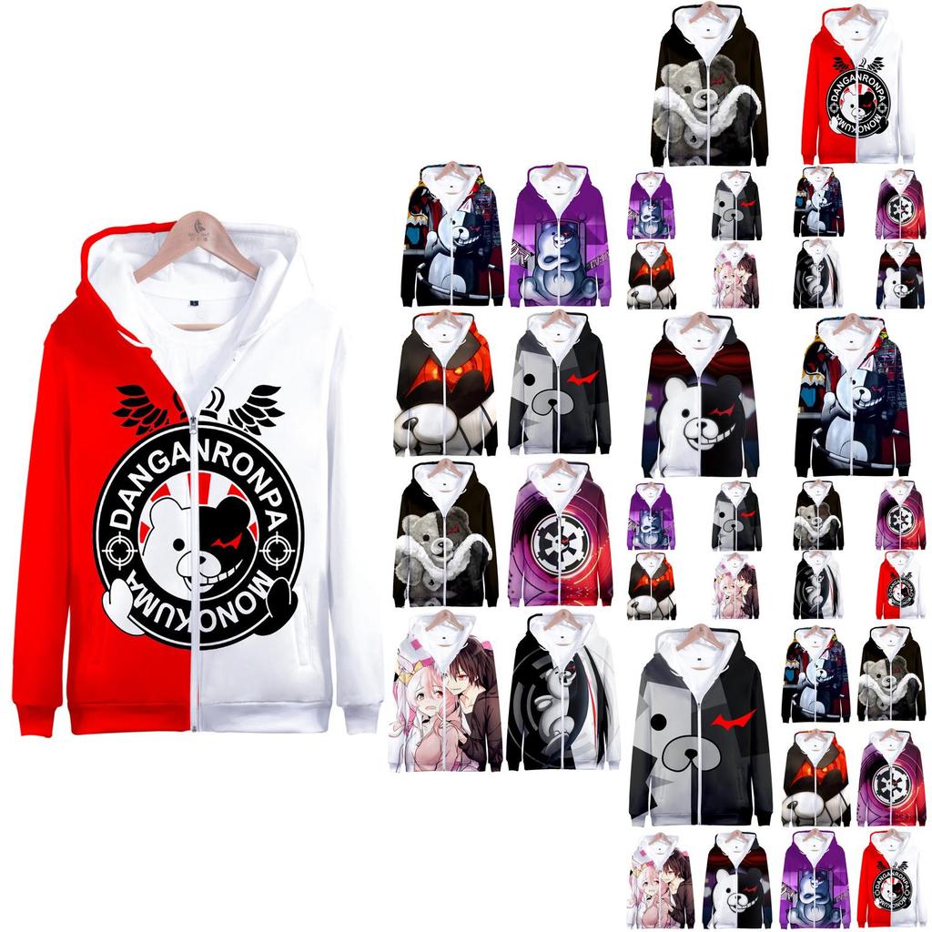 Cozy Danganronpa Monokuma Hoodie With Vibrant 3d Print For Anime Fans