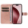 For iPhone 16 Pro PU Leather Cases Flower Pattern Wallet Stand Phone Cover with Strap