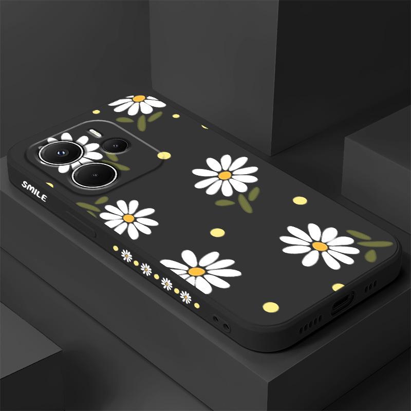 Элегантный чехол с ромашками для Xiaomi Redmi Note 14 13 12 12S 11 11S 10 10S 9 9S 15 14C Pro Plus 4G 5G Жидкий силиконовый чехол