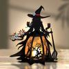 Хэллоуинский фонарь ведьмы 3D Жуткий фонарь Светящийся настольный центральный элемент Готическая лампа ведьмы с летучей мышью и черепом для украшения дома, каминной полки, прихожей, столешницы