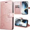 Protective Case - BOOLING - for Samsung Galaxy A36/A56 5G - Pink Synthetic Leather - Butterfly Pattern - 2 Tempered Glasses