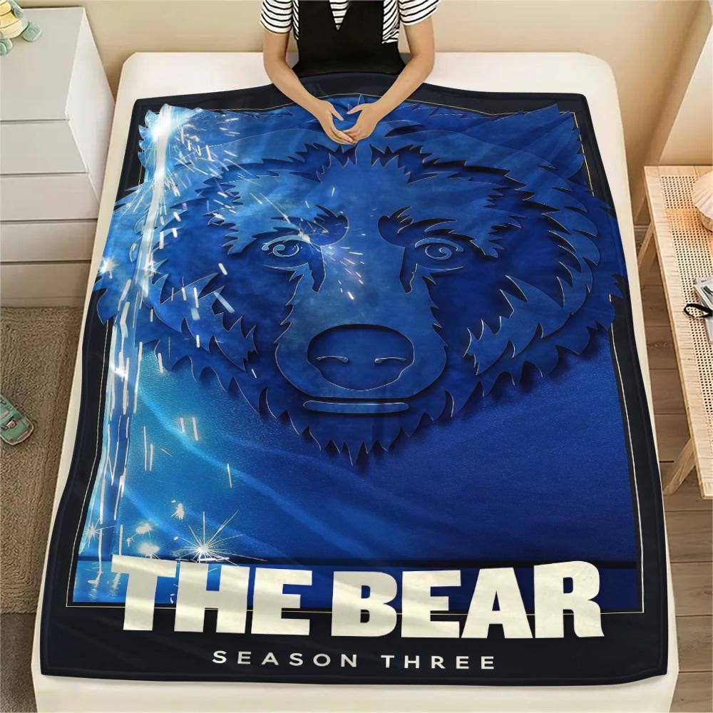 1PC The Bear Print Flannel Blanket, High quality Comfortable for All Seasons, Home Decor, Warmth and Comfort, Perfect for Christmas Gifts