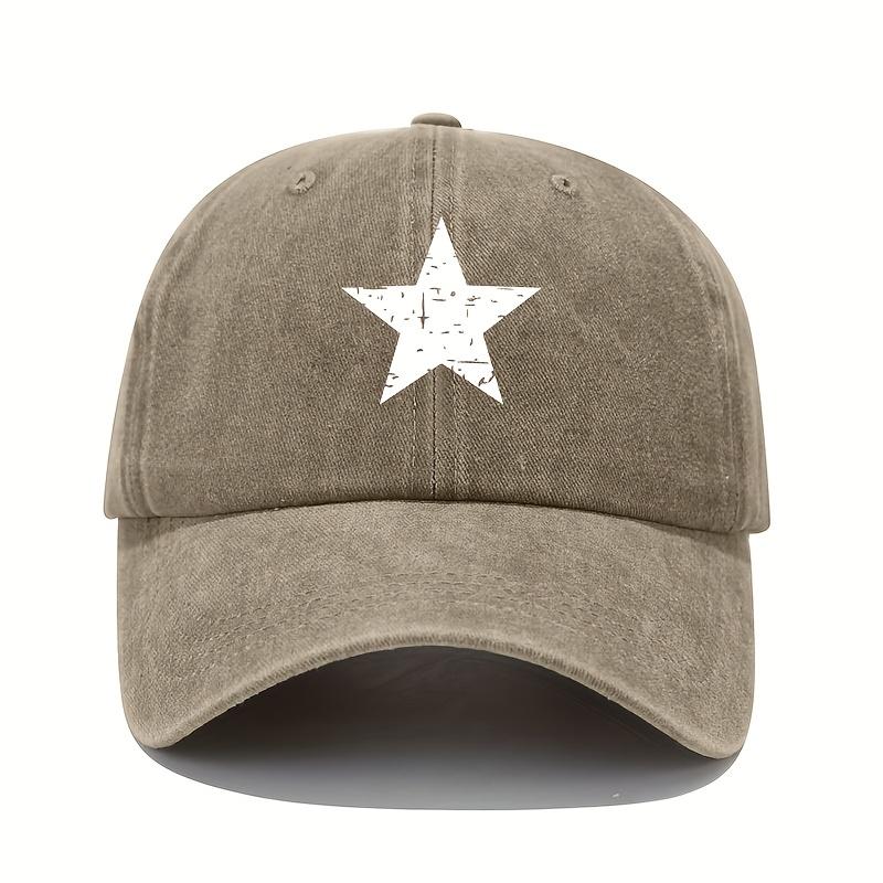 Star print baseball cap retro lightweight washed cap adjustable Women's sun protection cap