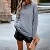 Women Autumn Winter O Neck Long Sleeve Solid Color Knitted Tops Loose Sweater