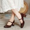 Fashion French Thick-heeled Women Shoes New French Mid-high-heeled Pumps Women Retro College Style Women Single Shoes Zapatos De Mujer