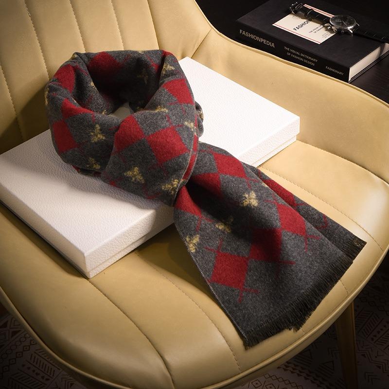 Scarf Men's Winter Versatile Simple Wool Men's Plaid Couple Light Student Scarf