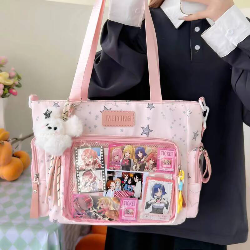 Новая Y2K Милая Звезда Комикс Ita Bag Женские Модные Сумки Через Плечо Лолита Девушка Прозрачная Сумка-Тоут DIY Дисплей Сумка Через Плечо Сумка