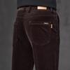 2024 New Spring And Autumn Corduroy Casual Pants For Men'S Business Slim Fit Straight Leg Elastic Versatile Long Pants