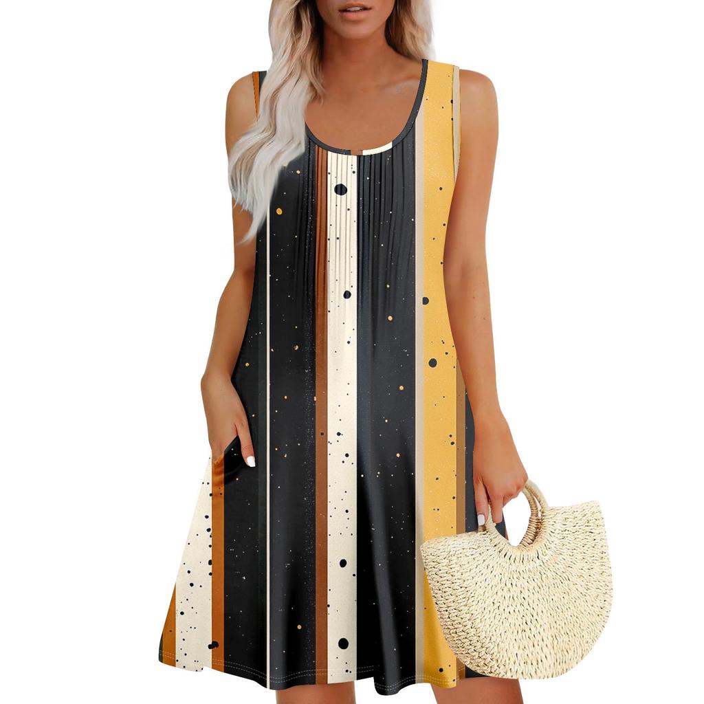 Женский повседневный сарафан с карманами, летнее пляжное платье в стиле бохо, праздничное платье для женщин, платья-майки