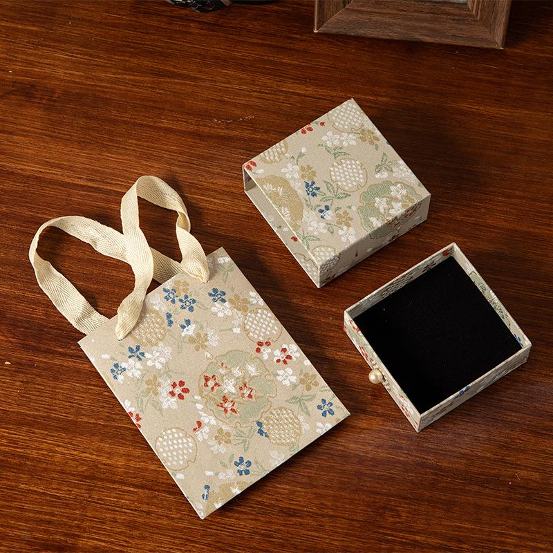 Floral Gift Bag with Jewelry Box 1Pc Sturdy Handle Elegant for Friend Birthday Holiday Gift Packing Decor