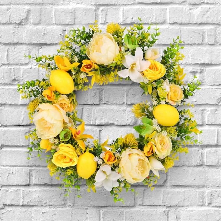 Yellow Flower Wreath for Front Door Garden Farmhouse Outdoor Garden Wedding
