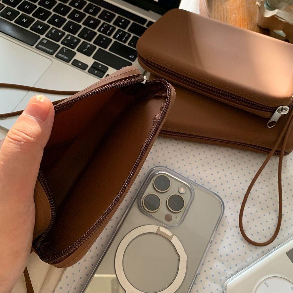 Кошелек для монет большой вместимости однотонный, сумка для канцелярских принадлежностей, портативная сумка для хранения помады, для женщин