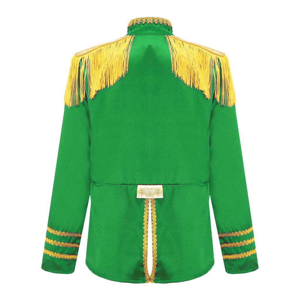 Children's 60s Rock Band Costume - British Star Style Gold Lace Top with Long Sleeves for Music Cosplay