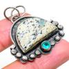 Natural K2 Blue Azurite,Tourmaline Stone 925 Sterling Silver Pendant 1.77" Z1W01