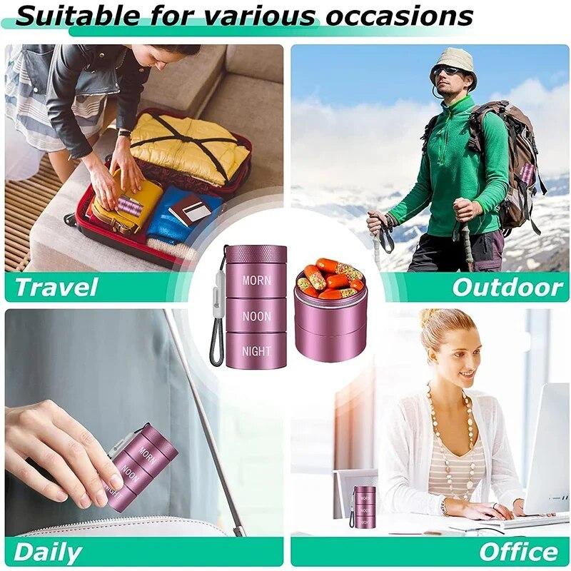 Аптечка из алюминиевого сплава, металлический органайзер для таблеток, штабелируемая водонепроницаемая коробка для таблеток для путешествий, большой отсек для хранения витаминных капсул