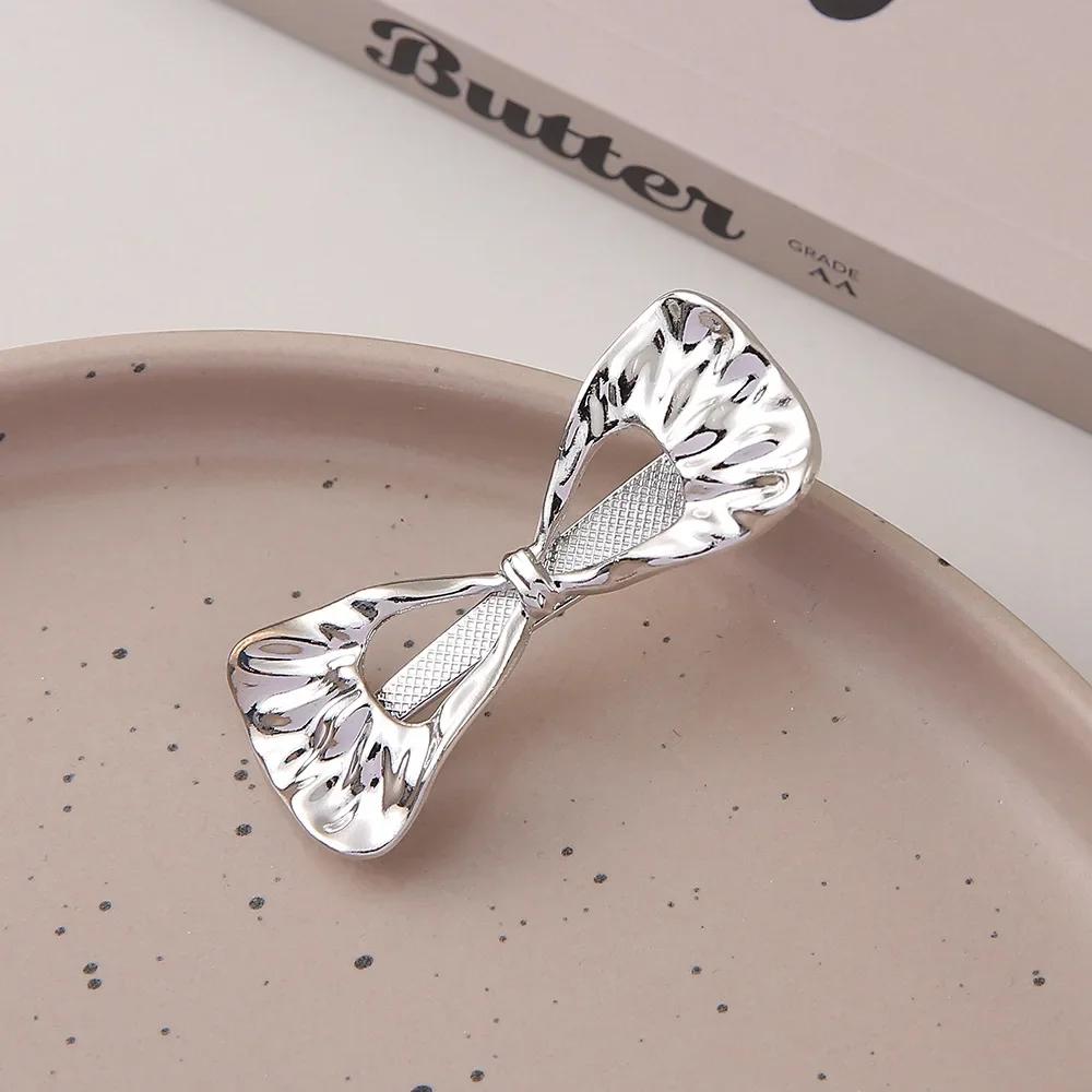 Изысканные Металлические Полые Заколки для Волос Золотого и Серебряного Цвета Сладкие Крутые Заколки для Челки Заколки-Уточки для Лба и Выбивающихся Волос Шпильки Стильные Головные Уборы