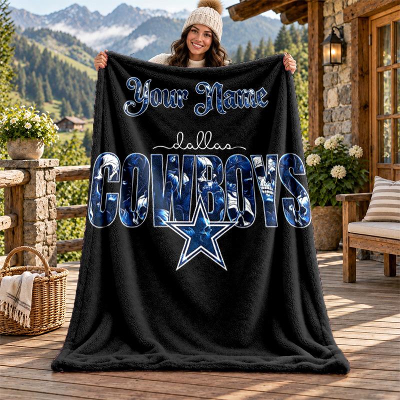 Фланелевое одеяло Dallas Cowboys с индивидуальным именем, персонализированное, мягкое, теплое, плюшевое покрывало, индивидуальный подарок для семьи и друзей