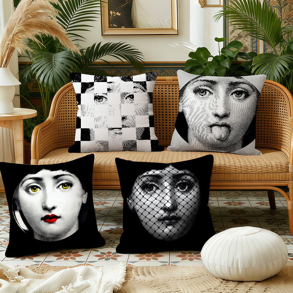 Funny woman face cushion cover Pillow Case Plush Fabric Soft Double Sided Print Sofa Cushion Cover Throw Pillow Covers