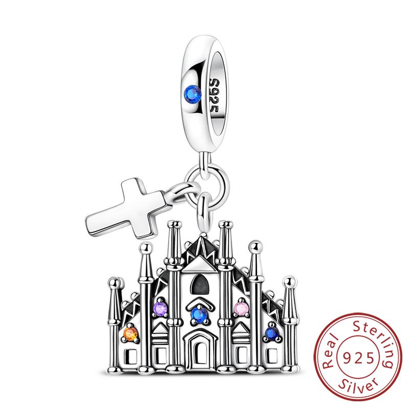 Оригинальные медные шармы-бусины Париж Эйфелева башня Церковь Подвеска Подходит для браслета Бангла Подвеска Женские DIY Ювелирные изделия Подарок