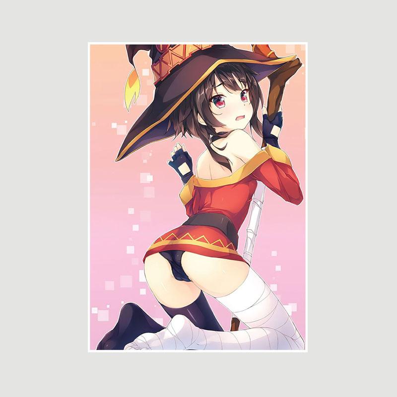 Vintage Anime KonoSuba Megumin White Paper Posters and Prints Bedroom Bar Cafe Decoration Mural  Retro Wall Art Painting Home Decor