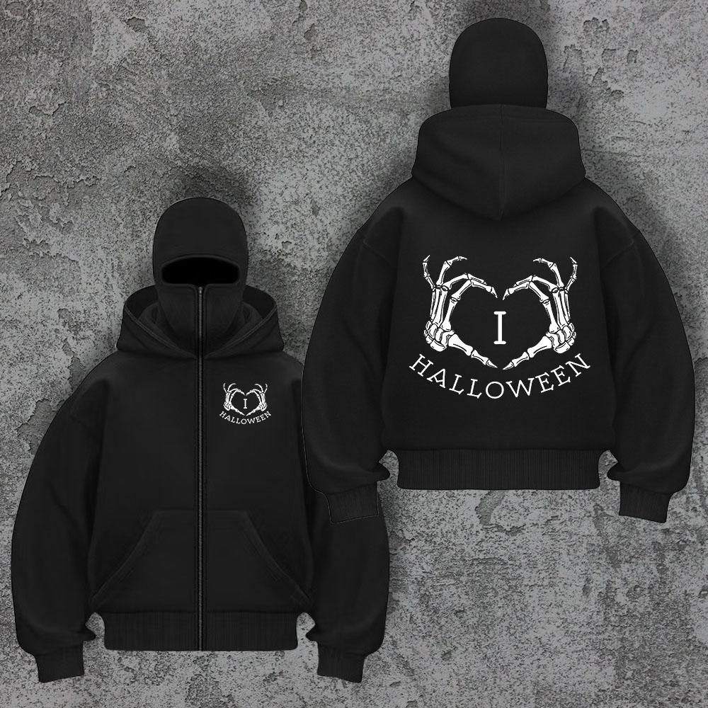 Мужское новое худи с принтом забавного узора любви, с двойным воротником и двойным капюшоном, модное, уличное, трендовое пальто