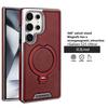 Кожаный чехол с вращающимся на 360° кронштейном, для Samsung Galaxy S24 S23 S25 Ultra S25Edge, беспроводная зарядка, защитная задняя крышка для телефона