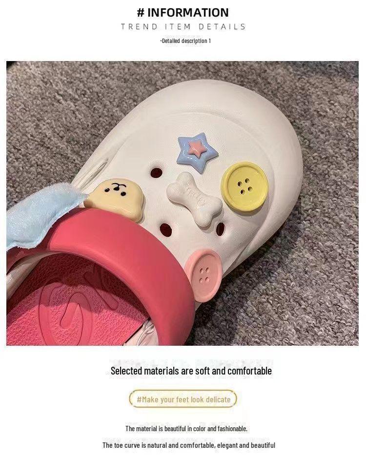 Лето 2023 г. Женские милые тапочки с мультяшным принтом: Сандалии Baotou для улицы и дома
