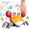 Electric Crawling Crab Baby Toy Induction Escape Crab With Light-up Music Speed Control Infant Tummy Time Educational Moving Toy