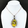 Сглаз Желтый Дендрит Опал Кулон Медная Проволока Обернутый Кулон Радуга Лунный Камень Ювелирные Изделия Из Драгоценных Камней Кулон Ручной Работы Ювелирные Изделия Из Проволоки Сглаза