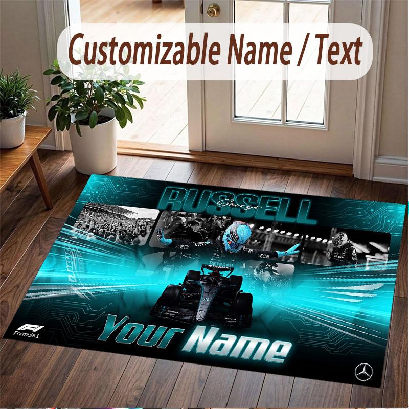 Custom Rug George Russell Pattern Print Name Text Soft Non‑Slip Floor Carpet for Home Indoor Decoration