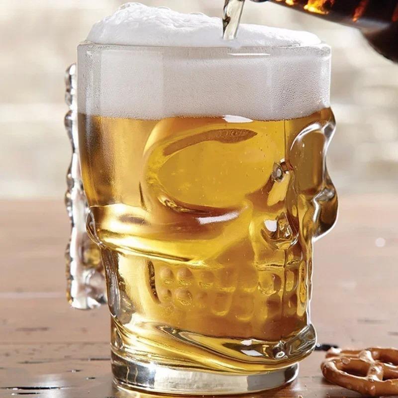 Classcial Pirate partner beer cup crystal glass Creative skull face bone with handle drinking wine Vodka Essential Bar KTV