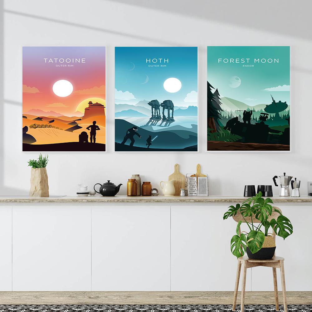 Винтажное искусство Живопись Фильм о путешествиях Винтажный минимализм Картина на холсте постер Пейзаж постер Настенное искусство Картины Домашний декор