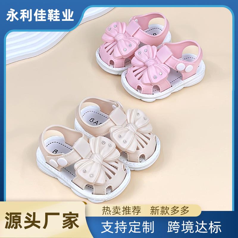Summer new style toddler girls' closed-toe walking shoes princess baby bow shoes girls' sandals