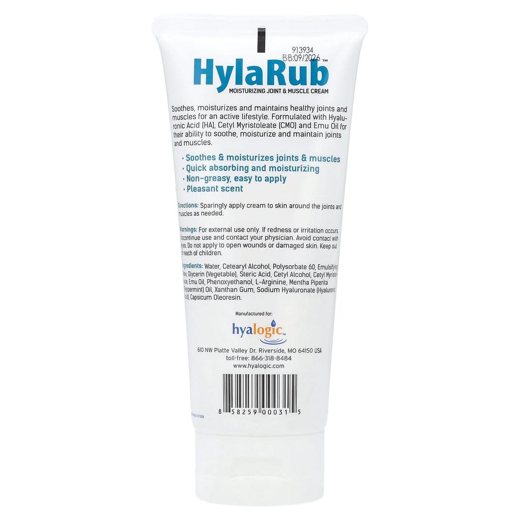 Hyalogic, HylaRub, увлажняющий крем для суставов и мышц, 6 унций (168 г)