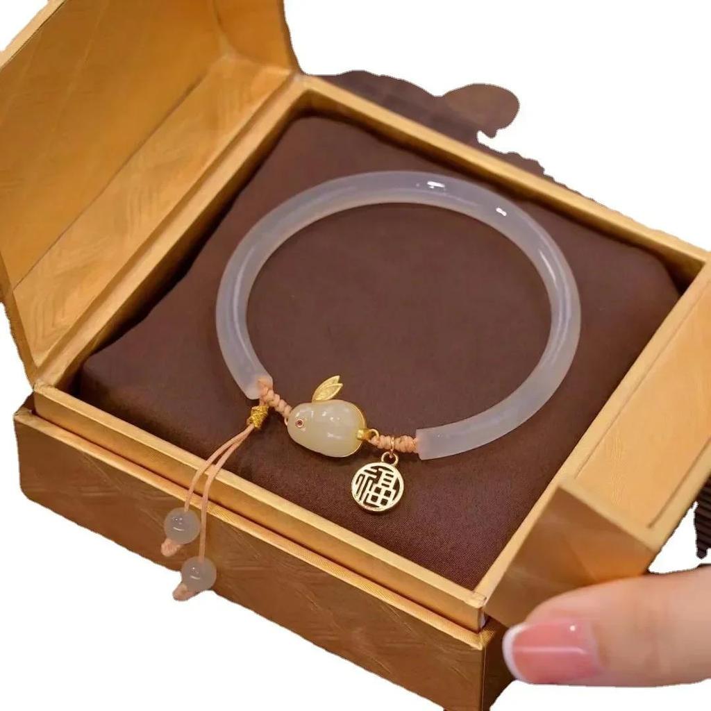 Women Cute Creative Beads Bracelets Chinese Style Vintage Ornaments Jade Rabbit Bracelet Weave Rope Adjustable Jewelry Bracelets