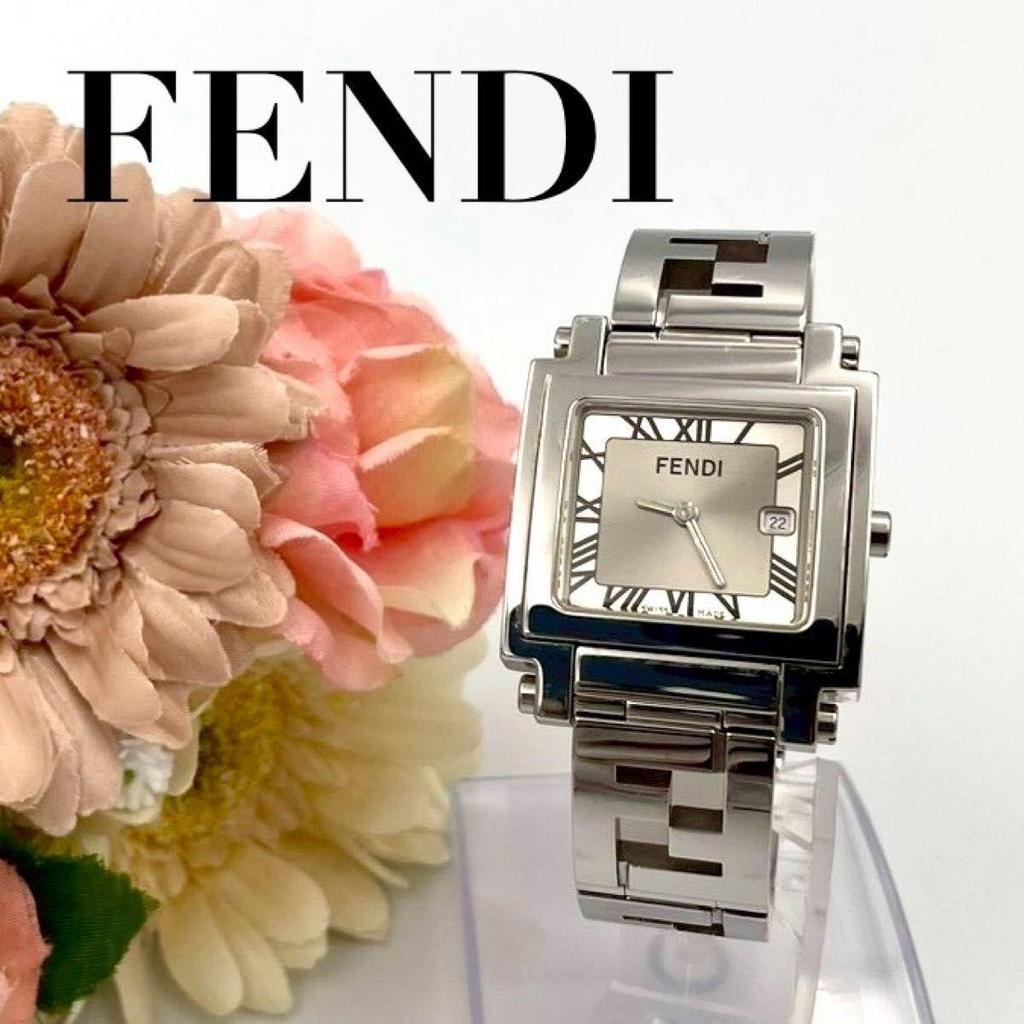 Б/У 963 Хорошее состояние FENDI 6000G Часы Кварцевые Квадратные Orology Нержавеющая сталь Серебристый Рабочие
