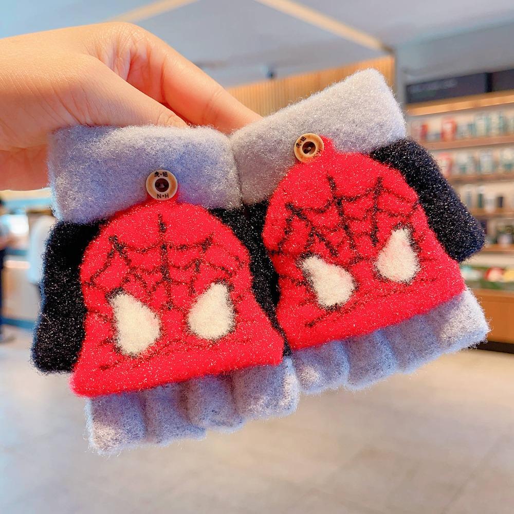 Зимние теплые перчатки-варежки с откидным верхом на полпальца Marvel для детей Мальчиков Девочек Человек-Паук Железный Человек Капитан Америка Мультяшные Перчатки для Письма