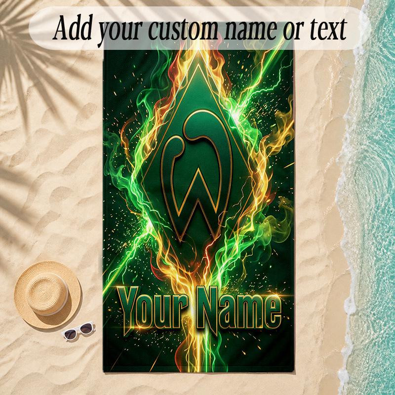 Beach TowelWerder Bremen FC Custom Name Text Personalized Soft Towel for Beach Pool Indoor Home Decor Gift