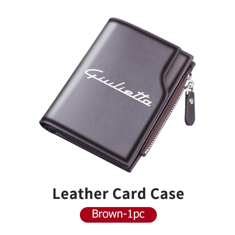 WTOM1 For Alfa Romeo Car Styling Leather Men Wallets Vintage Trifold Wallet Zip Coin Pocket Purse Giulietta 940 2010-2014 2015-2022