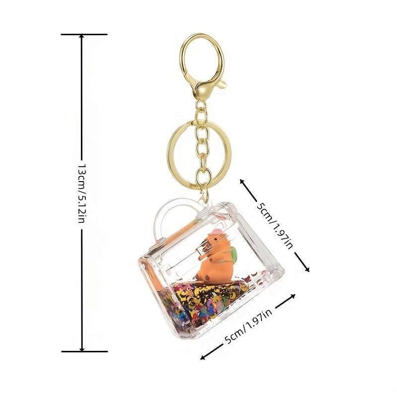 1 шт. Брелок с капибарой и зыбучим песком, акриловая смола, плавающий шарм, несколько стилей, подвеска для рюкзака, идеальный подарочный аксессуар с милым животным