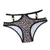 Leopard Print Underwear Girl European and American Metal Buckle Sexy Thin Belt Hollow Hip Lift Temptation Mid-waist Briefs Large Size 6005